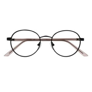 Lunettes Métal Cerclée Ronde Noire - Lumière bleue