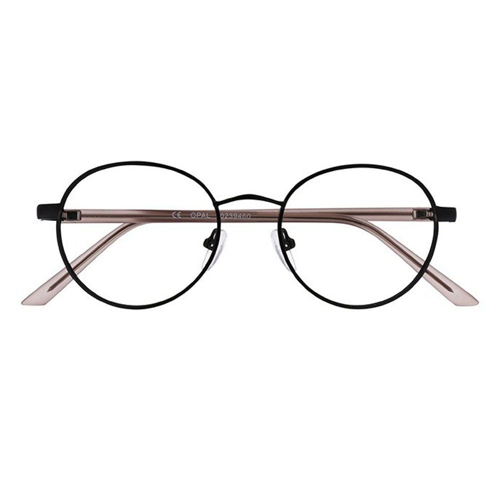 Lunettes Métal Cerclée Ronde Noire - Lumière bleue